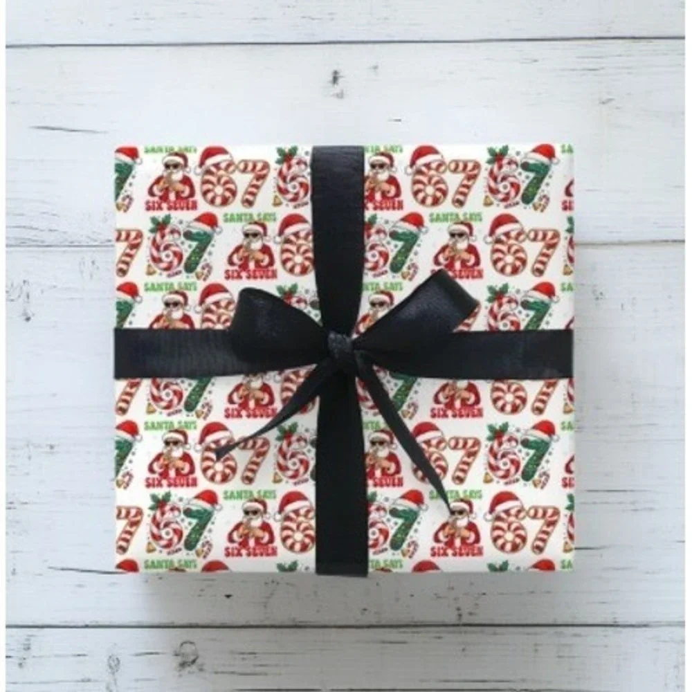Santa Says 67 67 Meme Funny Christmas Wrapping Paper‎